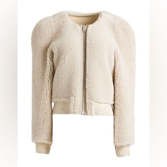 NWT Isabel Marant Beige Monteau Boden 100% Lambskin Wool Reversible Coat 44 XXL - Picture 8 of 11